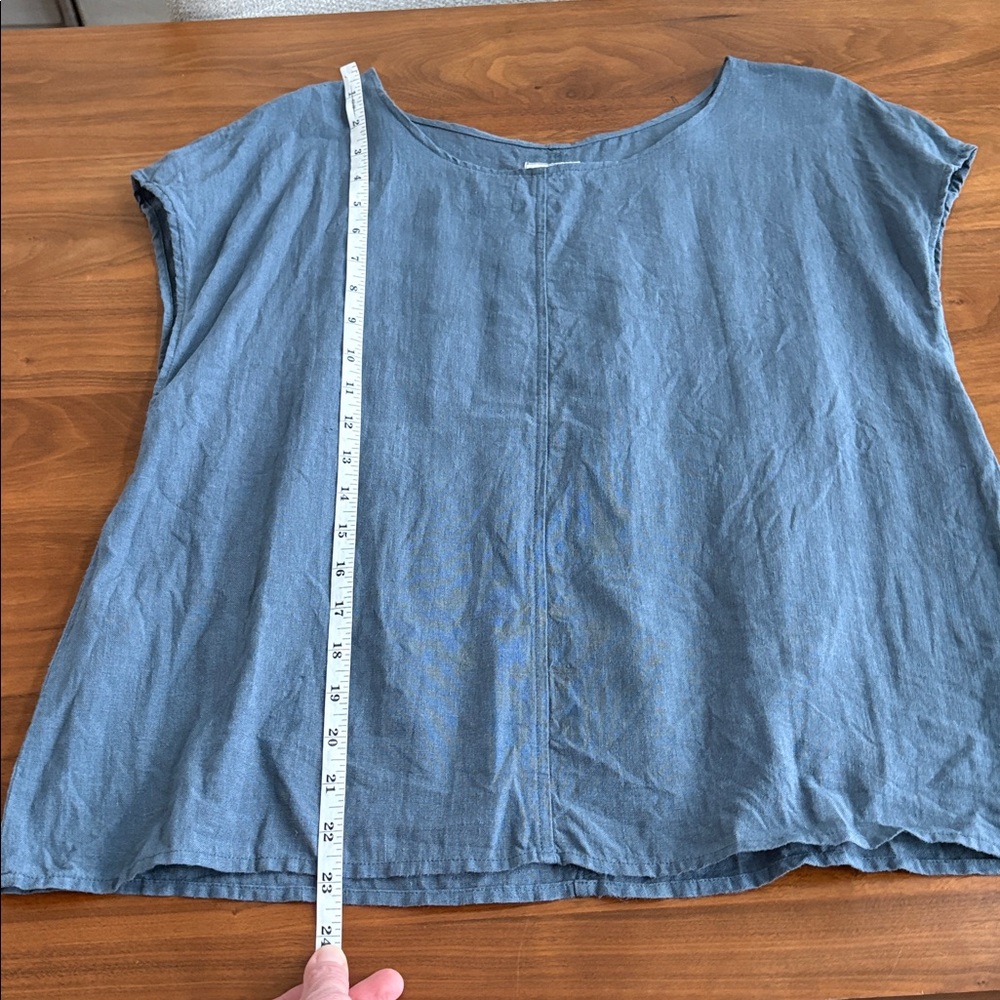 Mooshoplinen MOO European Linen Handmade ALICE tank top Dusty Blue Size Small - Picture 7 of 8